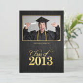 Elegante Schwarz-Gold-Klasse 2013 Abschluss Einladung (Stehend Vorderseite)