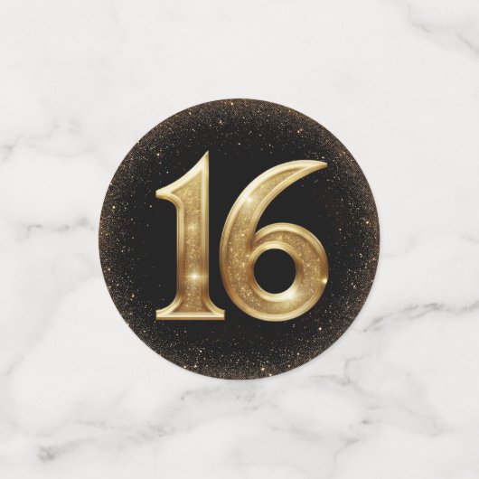 Elegante Schwarz & Gold Konfetti (Klein Vorderseite)