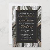 Elegante Schwarz-Gold-Marmor-Hochzeit Einladung (Vorderseite)