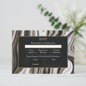 Elegante Schwarz-Gold-Marmor-Hochzeit RSVP Karte (Stehend Vorderseite)