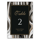 Elegante Schwarz-Gold-Marmor-Hochzeit Tischnummer (Rückseite)