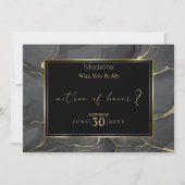 Elegante Schwarz-Gold-Marmor-Matrone Einladung (Vorderseite)