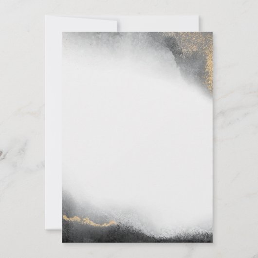 Elegante Schwarz-Gold-Marmoropulenz Einladung (Rückseite)