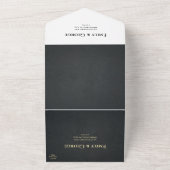 Elegante Schwarz-Gold-Monogram-Rustikale Hochzeit All In One Einladung (Außenbereich)