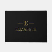 Elegante Schwarz-Gold-Monogram-Türmatte Fußmatte (Vorderseite)