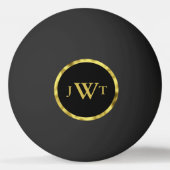 Elegante Schwarz-Gold-Monogramm-Textvorlage Tischtennisball (Vorderseite)