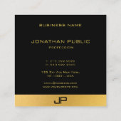 Elegante Schwarz-Gold Monogramm-Vorlage Quadratische Visitenkarte (Rückseite)