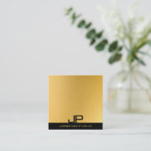 Elegante Schwarz-Gold Monogramm-Vorlage Quadratische Visitenkarte (Stehend Vorderseite)