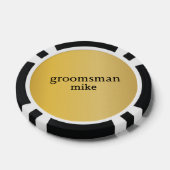 Elegante Schwarz-Gold-Personalisierte Trauzeugen Pokerchips (Einzeln)