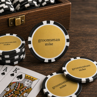 Elegante Schwarz-Gold-Personalisierte Trauzeugen Pokerchips