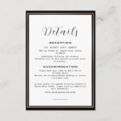 Elegante Schwarz-Gold-Rahmen-Hochzeitsdetails Begleitkarte (Vorderseite)