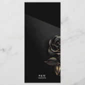 Elegante Schwarz-Gold-Rose Hochzeit Menükarte (Rückseite)