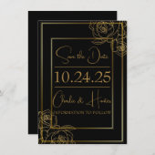Elegante Schwarz-Gold-Save the Date-Karte Save The Date (Vorne/Hinten)