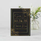 Elegante Schwarz-Gold-Save the Date-Karte Save The Date (Stehend Vorderseite)