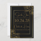 Elegante Schwarz-Gold-Save the Date-Karte Save The Date (Vorderseite)