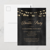 Elegante Schwarz-Gold-Scheidung Party Einladung Postkarte (Vorne/Hinten)