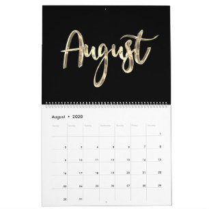 Elegante Schwarz-Gold-Script-Typografie Moderne Kalender