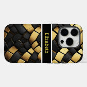 Elegante Schwarz-Gold-Snakeskin-Muster Textur Case-Mate iPhone Hülle (Rückseite (Horizontal))