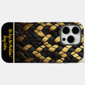 Elegante Schwarz-Gold-Snakeskin-Muster Textur Case-Mate iPhone Hülle (Rückseite (Horizontal))