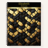 Elegante Schwarz-Gold-Snakeskin-Muster Textur Notizblock (Vorderseite)