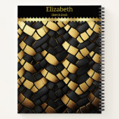 Elegante Schwarz-Gold-Snakeskin-Muster Textur Notizblock (Rückseite)