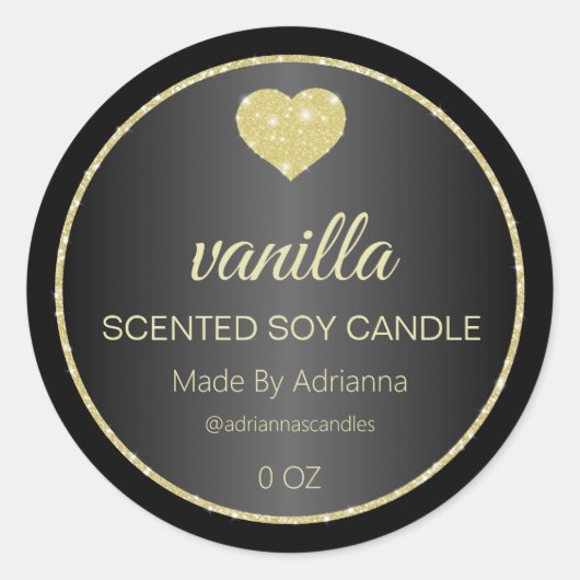 Elegante Schwarz-Gold-Soy-Kerzen Runder Aufkleber (Vorderseite)