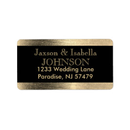 Elegante Schwarz-Gold-Starlights Hochzeit Adressaufkleber