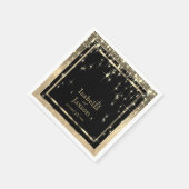 Elegante Schwarz-Gold-Starlights Hochzeit Serviette (Ecke)