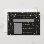 Elegante Schwarz-Gold-Starlights Hochzeit - UAWG RSVP Karte (Rückseite)