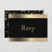 Elegante Schwarz-Gold-Starlights Hochzeit - UAWG RSVP Karte (Vorne/Hinten)