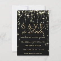 Elegante Schwarz-Gold-Starlights - Save the Date