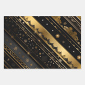 Elegante Schwarz-Gold-Streifen Geschenkpapier Set (Vorderseite 3)