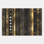 Elegante Schwarz-Gold-Streifen Geschenkpapier Set (Vorderseite)