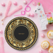 Elegante Schwarz-Gold-TEMPLATE Pappteller (Party)