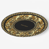 Elegante Schwarz-Gold-TEMPLATE Pappteller (Schrägansicht)