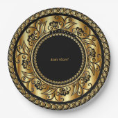 Elegante Schwarz-Gold-TEMPLATE Pappteller (Vorderseite)