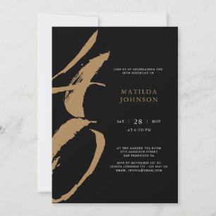Elegante Schwarz-Gold Typografie 40. Geburtstag Einladung
