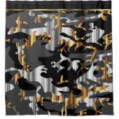 Elegante Schwarz-, Gold-und Silber-Tarnung Duschvorhang (Vorderseite)