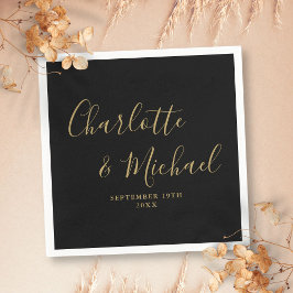 Elegante Schwarz-Gold-Unterschrift Serviette