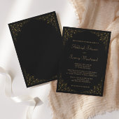 Elegante Schwarz-Gold-Vintage botanische Rahmenhoc Einladung