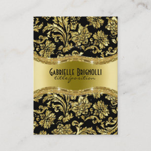 Elegante Schwarz-Gold-Vintage Damaskus 4 Visitenkarte