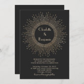 Elegante Schwarz/Gold Vintage Kunst, Dichtung und Einladung (Vorne/Hinten)