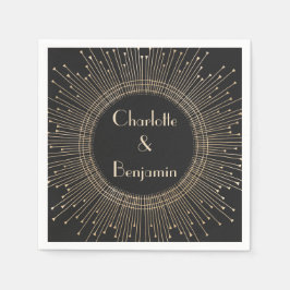 Elegante Schwarz/Gold Vintage Kunst, Dichtung und  Serviette