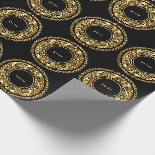 Elegante Schwarz-Gold-Vorlage, Geschenkpapier (Ecke)