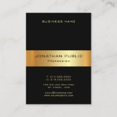 Elegante Schwarz-Gold-Vorlage moderne vertikale Visitenkarte (Rückseite)