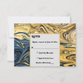 Elegante Schwarz-Gold-Waves Abstrakte Hochzeit RSVP Karte (Vorderseite)