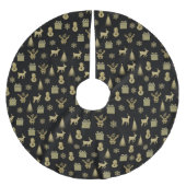 Elegante Schwarz-Gold-Weihnachten Polyester Weihnachtsbaumdecke (Vorderseite)