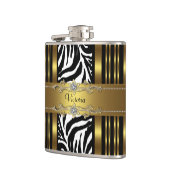 Elegante Schwarz-Gold-Zebra Flachmann (Links)