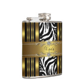Elegante Schwarz-Gold-Zebra Flachmann (Rechts)