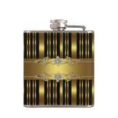 Elegante Schwarz-Gold-Zebra Flachmann (Rückseite)